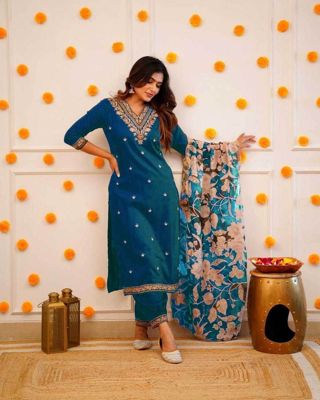 Viscose Rayon Embroidery Designer Suit - MYLUXURY LANE ENTERPRISE